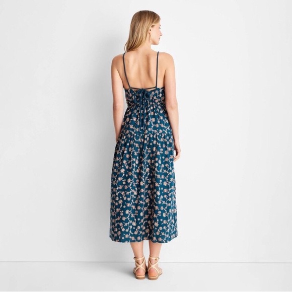 Future Collective Dress Sleeveless Rope Tie Ruched Midi with Jenny K. Womens NWT - Picture 5 of 13